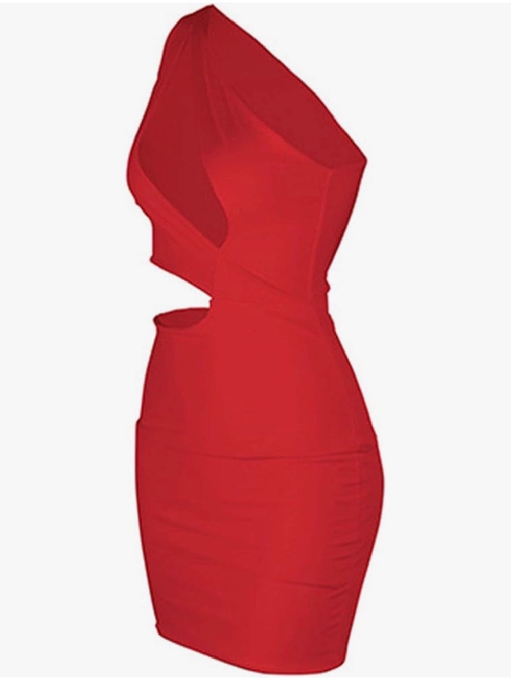 Red One-Shoulder Cutout Bodycon Dress